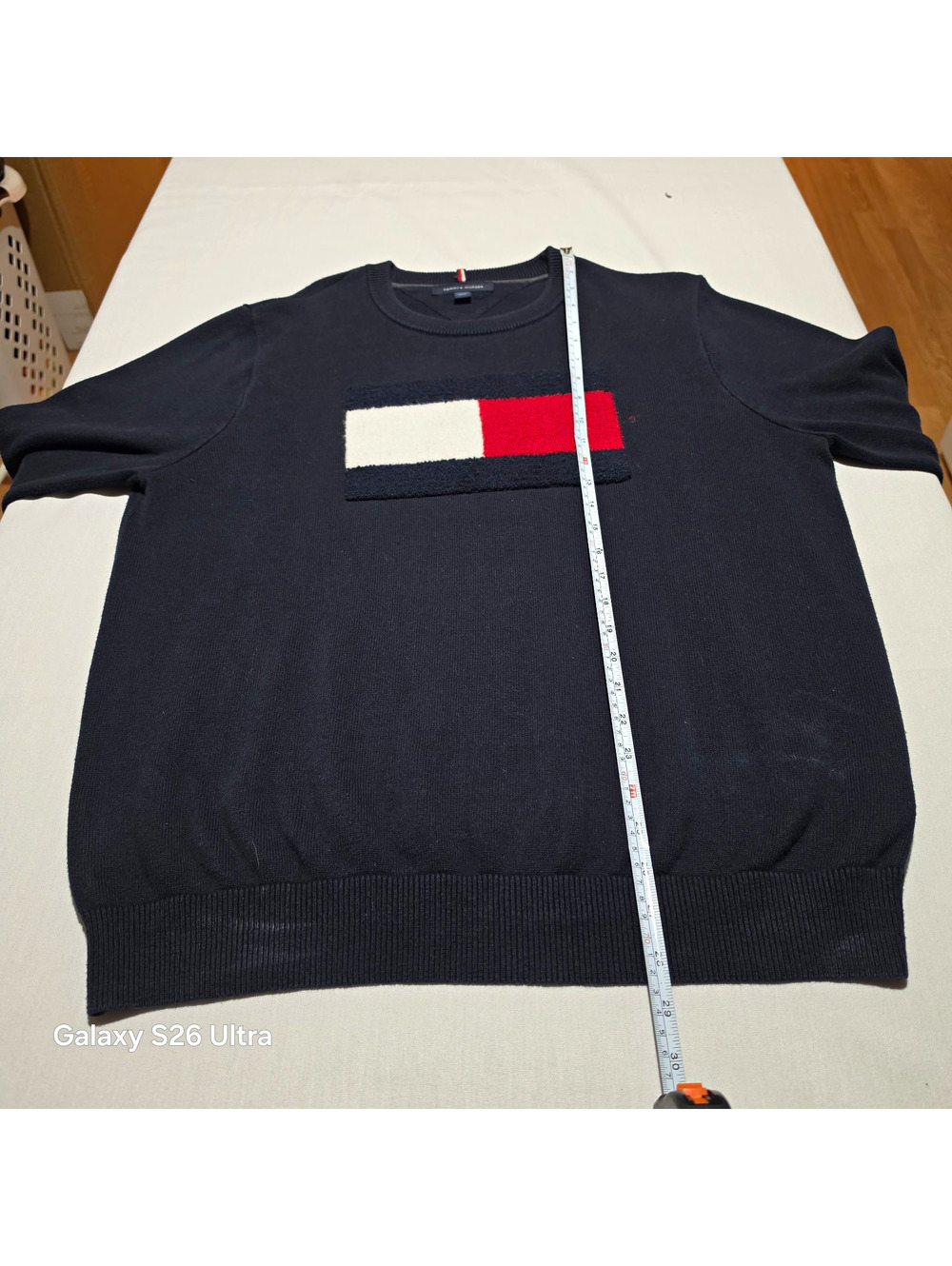 Tommy Hilfiger Navy Blue Crewneck Sweater with Logo Patch